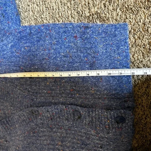 French Connection Knit Cardigan Sweater Puff Sleeve Blue L - Picture 7 of 7